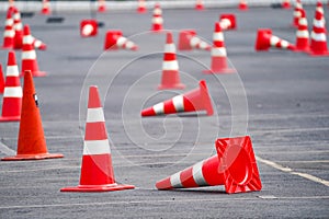 Traffic cone are arrange on the TestDrive road