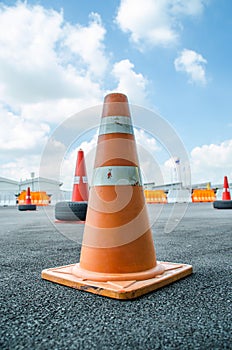 Traffic cone on asphalt