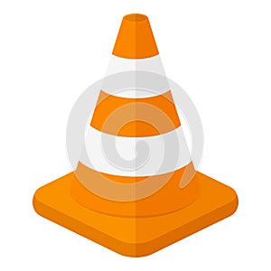 Traffic Cone Flat Icon Isolated on White