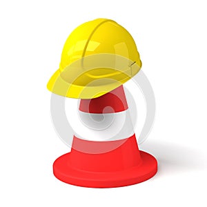 Traffic Cone and Hard Hat Icon Isolated on White Background