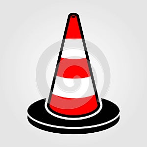 Traffic cone isolated on white background. Vector illustration