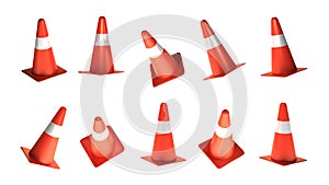 Traffic cone road safety 3D on white background