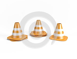 Traffic cones 3D with clipping path