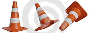 traffic cones 3d object png set,warning icon