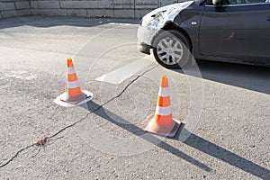 Traffic cones in driving school or test.