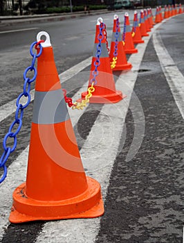 Traffic cones on a dual carriageway