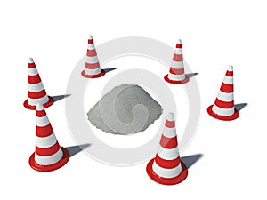 Traffic cones with heap