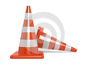 Traffic cones isolated on white