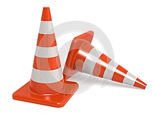 Traffic cones isolated on white