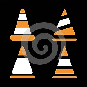 Traffic cones.Orange highway traffic cone with white stripes.Road repair.