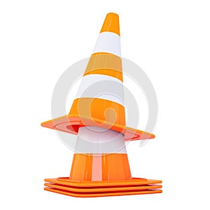 Traffic cones.Orange highway traffic cone with white stripes.Road repair.