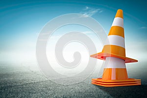 Traffic cones.Orange highway traffic cone with white stripes.Road repair.