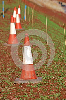 Traffic cones on a road construction site