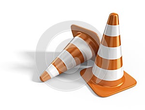 Traffic cones. Road sign. 3D Icon isolated