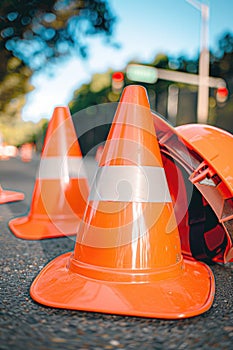 Traffic Cones on Roadside