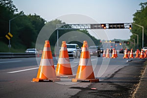 traffic cones on the roadside indicating dui checkpoint