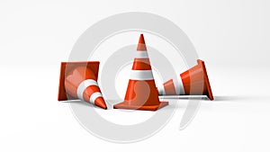 Traffic cones on standing and falling side isolated