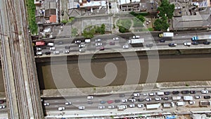 Traffic congestion rush hour. City of Sao Paulo, Brazil.