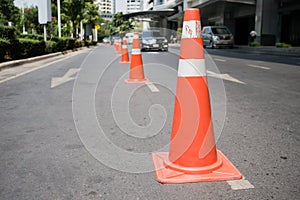 Traffic control cones at side street