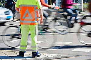 Traffic control manager watching order