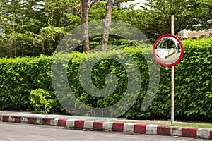 Traffic convex mirror at corner