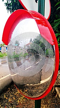 A traffic curve mirror