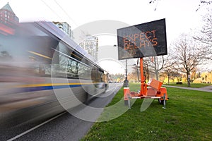 Traffic delay led sign bus