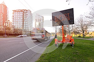 Traffic delay led sign Vancouver