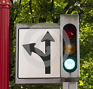 Traffic and Directional Symbols Signals Downtown Street Corner