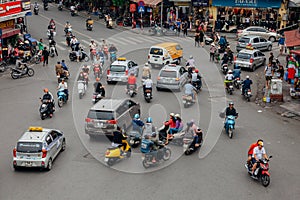 Traffic at the Dong Kinh Nghia Thuc Square, Hanoi