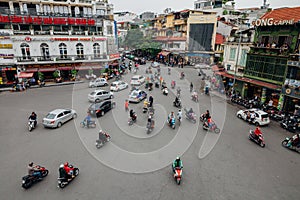Traffic at the Dong Kinh Nghia Thuc Square, Hanoi