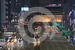 The traffic in downtown Seoul South Korea