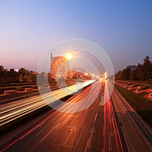 Traffic at dusk in rush hour