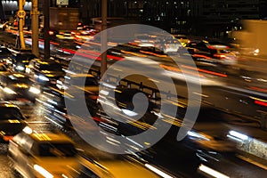 Traffic, evening and night scene