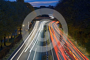 Traffic on a freeway at night in a long exposure