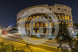 Traffic in front of Colosseum in Rome