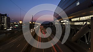 Traffic on German highway at dusk