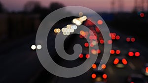 Traffic on German highway at dusk