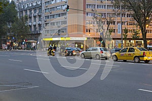 Evening traffic on Nicolae Balcescu boulevard