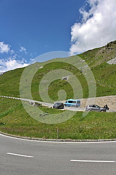 Traffic on High Alpine road of the Grossglockner