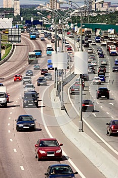 Traffic on the highway of big city