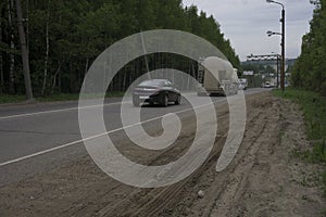 Traffic on a highway in early morning