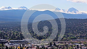 Traffic On Highway At Foot of Cascade Mountains Oregon