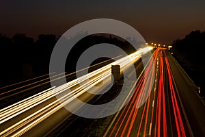 Traffic on a highway at night