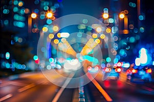 Traffic on highway at night with long-exposure effect - AI Generated