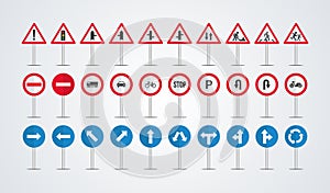 Traffic signs collection vector. Collection of warning, information traffic signs, Symbols danger