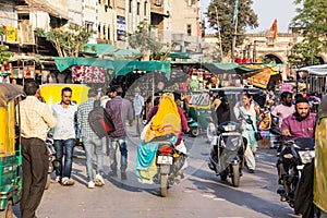 Traffic at an Indian Market