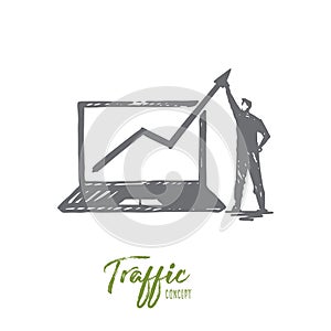 Traffic, internet, web, business, marketing concept. Hand drawn isolated vector.