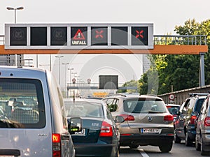 Traffic jam after accident on highway, Vienna, Austria