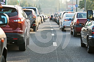 Traffic jam or automobile collapse in a city street road